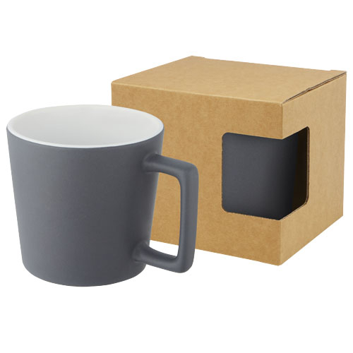 Tasse céramique fini mat personnalisée 370 ml CALI Blanc et Gris Mat